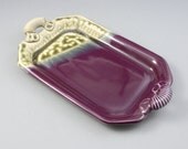 Eggplant Purple and Fern Green Octagonal Tray with Handles Handmade porcelain by Mark Hudak