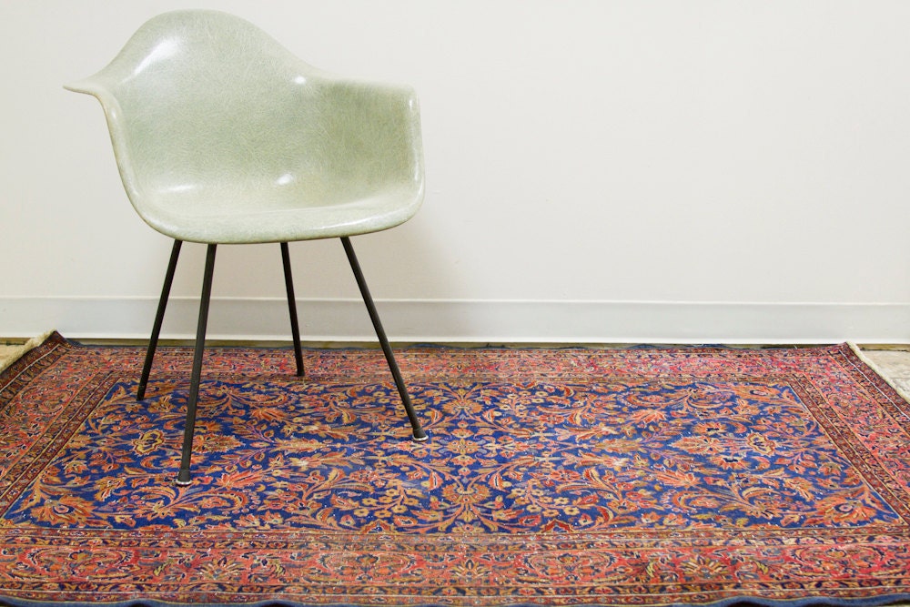 Royal Blue Antique Persian Kashan Rug