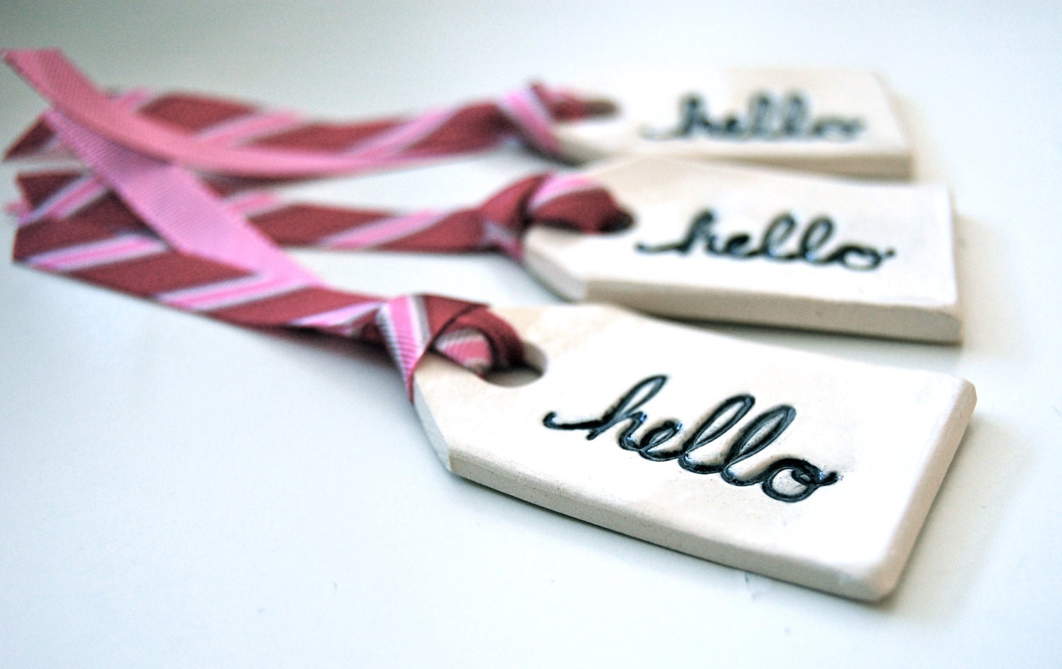 Ceramic hello gift tags