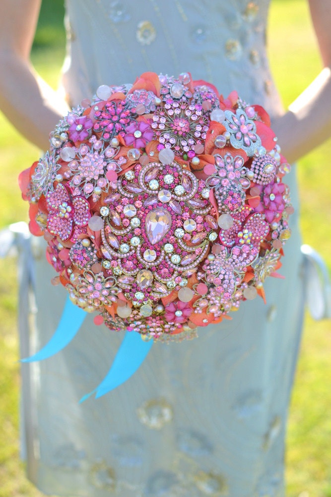 Deposit for an Indian summer brooch bouquet -- made-to-order wedding bouquet