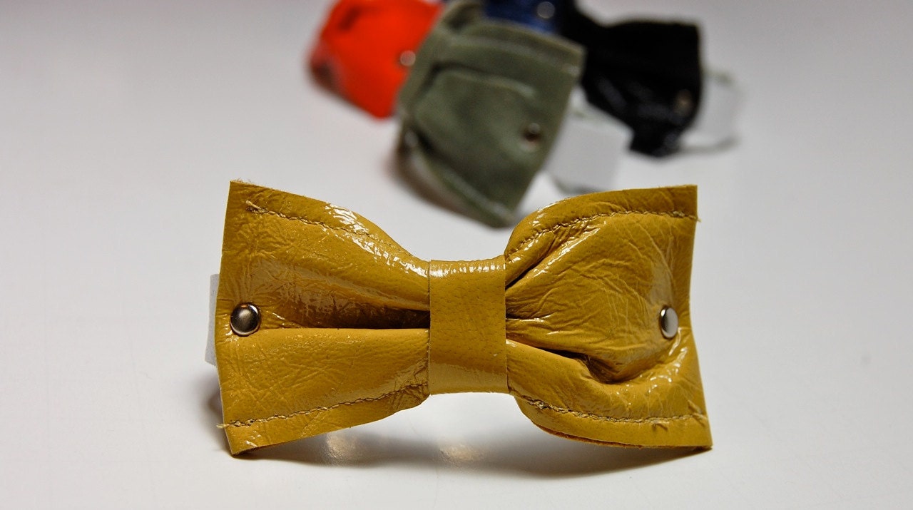NEW Leather Bow Cuff in Golden Mustard