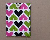 My Love eReader Sleeve in Canvas Heart Fabric For New Kindle 3 Fire Touch Kobo Sony