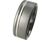 Titanium Silver Pinstripe Ring