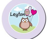Melamine Plate Personalized Owl with Balloons