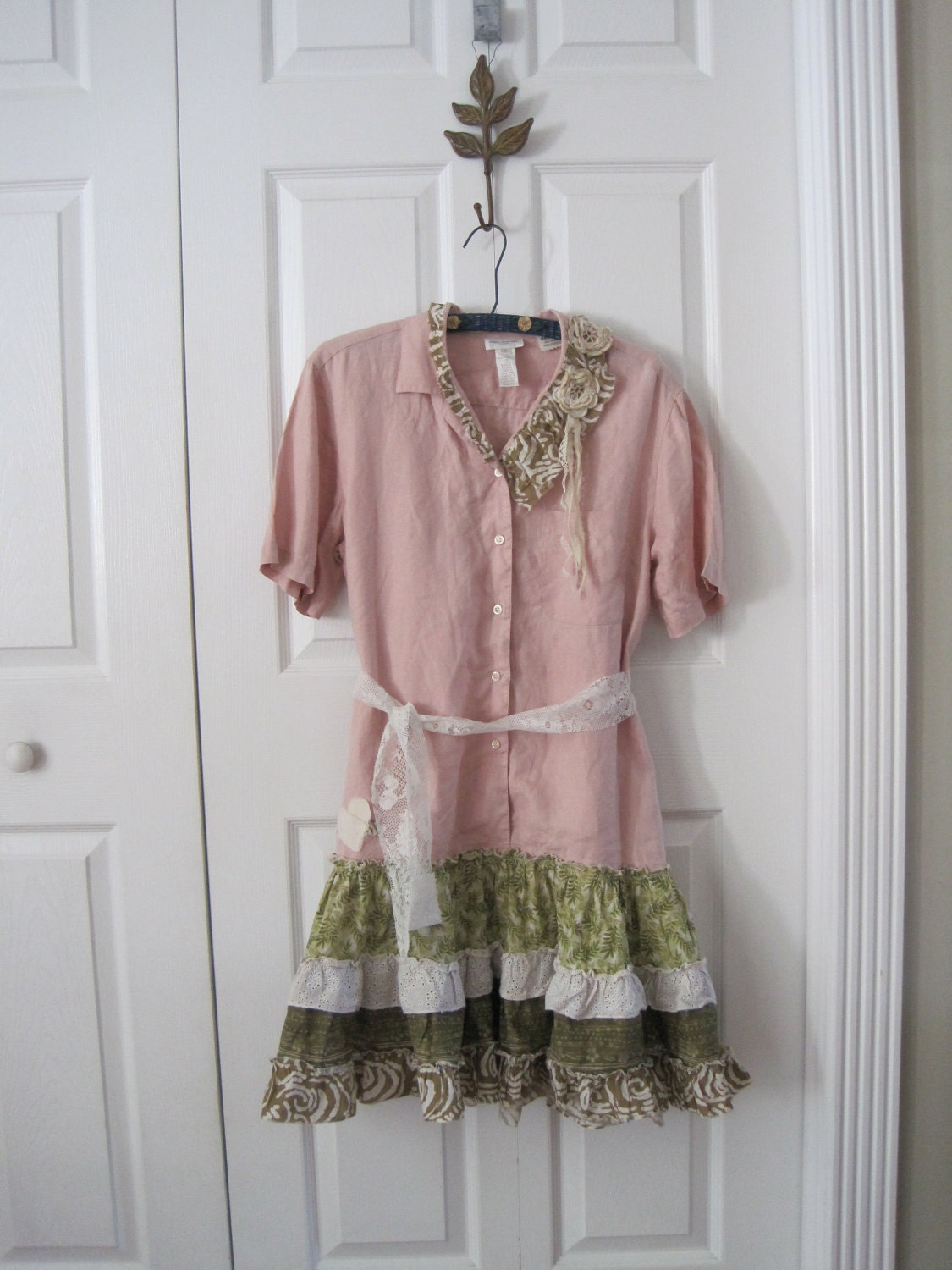 Eco Romantic boho pink dress medium Ready to ship
