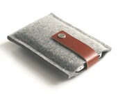 iPhone Case - Grey Wool Felt and Brown Leather