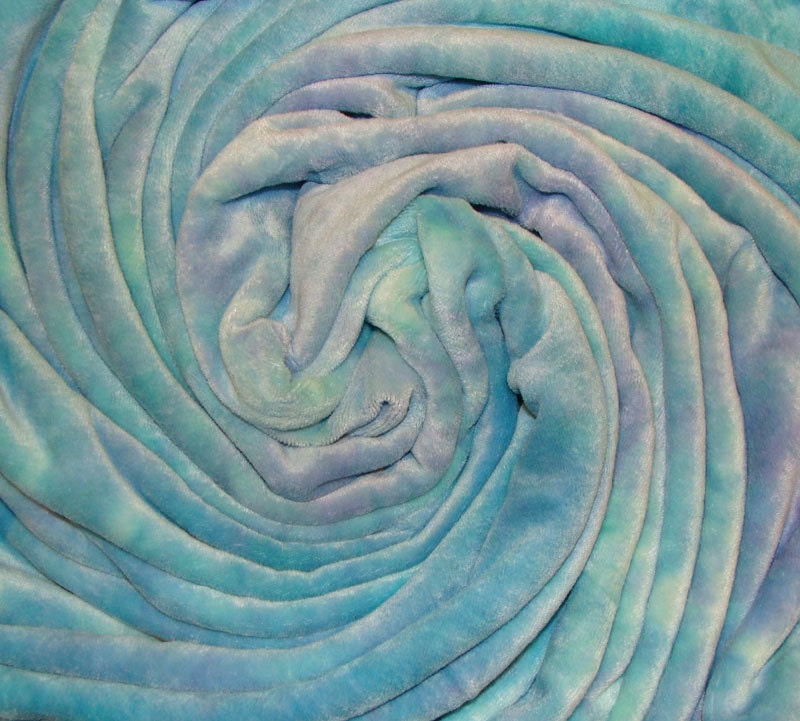 AquaMarine Blue Green Hand-dyed Organic Bamboo Cotton Velour Infant Blanket