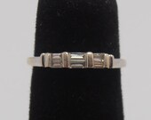 Estate White 14KT Gold 6 Baguette diamond ring Wedding ring 30 points