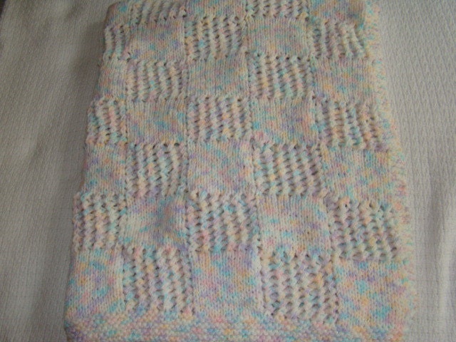 Hand Knit - Baby Blanket - Variegated Pastels