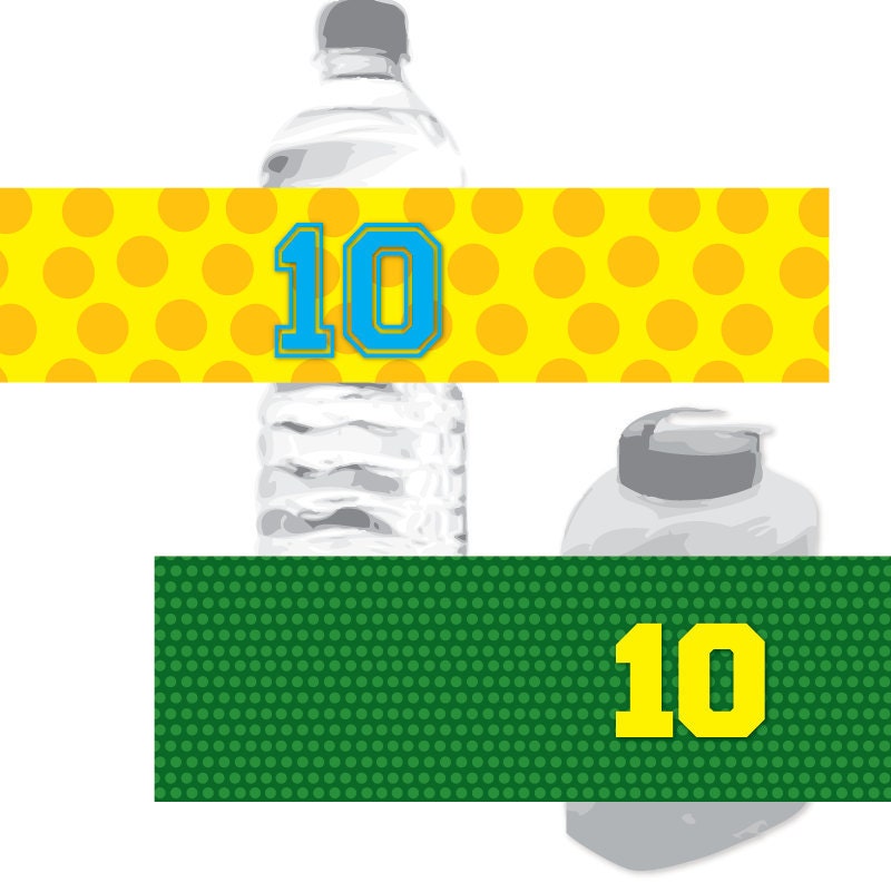 Football Birthday Party Water Bottle and Juice Box Wrappers