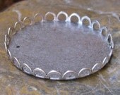 38mm Lace Edge Brass Settings For Cameo or Cabochon in Antique Silver 1351 - 6 Pieces