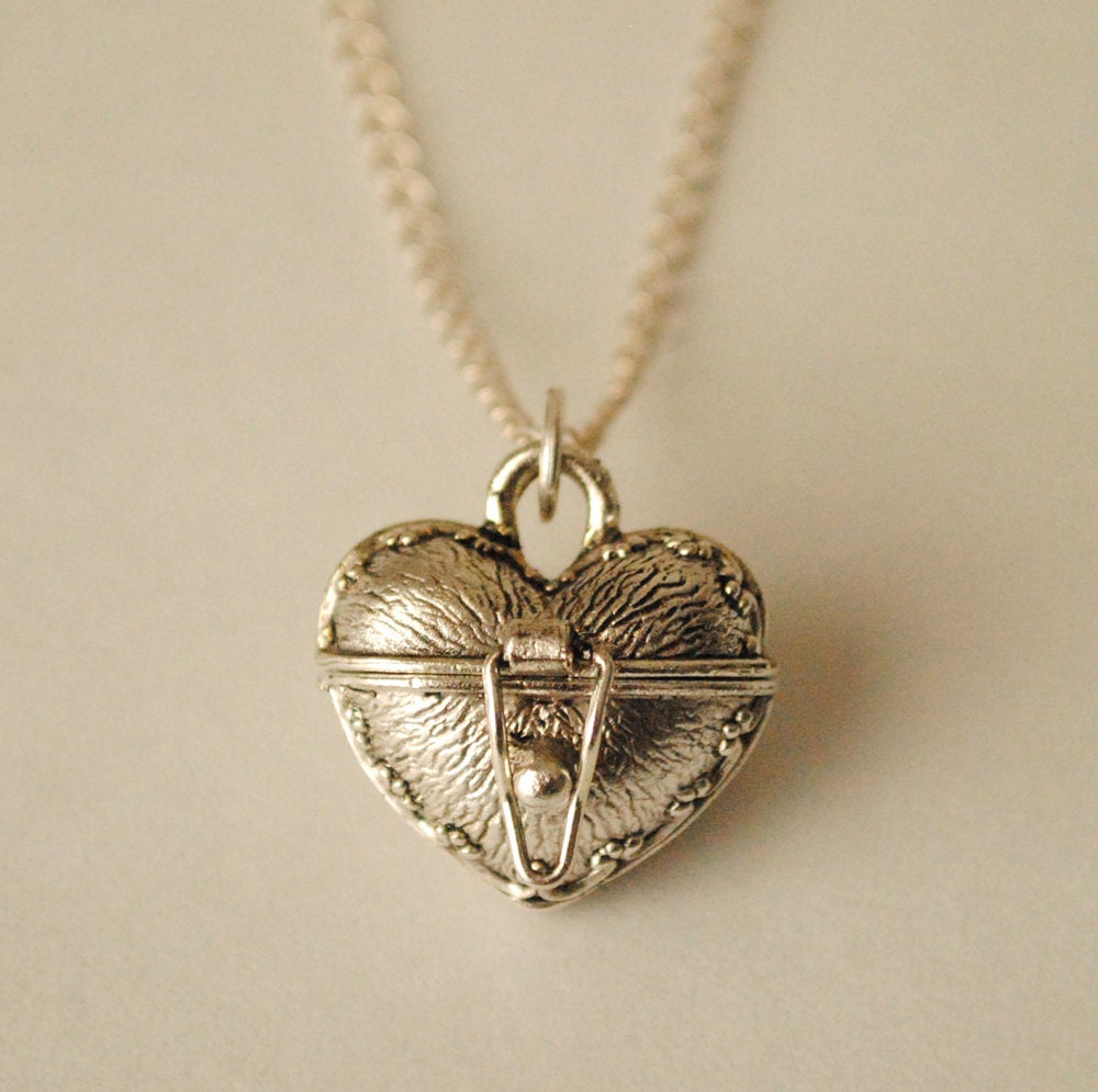 Heart Shaped Box Necklace - Silver