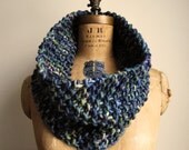 Chunky knit cowl  Dark Purple. Blue. Green. Flower Child