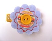 Light Purple Flower Clip - Purple and Yellow Funky Flower Clip - Shabby Chic Flower Clip