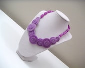 Lavender Button Bib Necklace and Earrings - Beads and Buttons Collection - Lavender Love