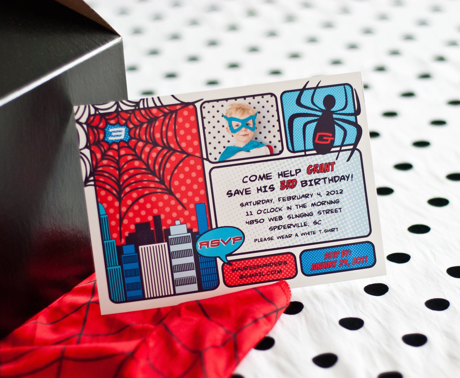 Vintage SPIDERMAN Inspired Invitation - Spiderman Birthday Party Invitation - Customized Printable Invitation - Photo Optional