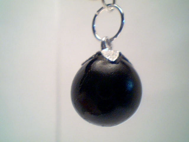 Genuine Rare Black beach sea glass marble pendant handmade necklace