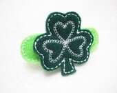 Hair Clip Embroidered Felt Shamrock No Slip Clip