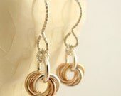 Sterling Silver, 14kt Rose and Yellow Gold Little Cuties Earrings