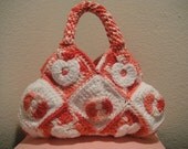Valentines Crochet Handbag in Rose and White Hearts