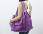 EZ Canvas Bag in PURPLE - Double Strap Shoulder Bag / Tote / Cross Body Messenger