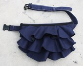 KINIES Ruffled Waist Purse in Navy Blue - Fanny Pack / Hip Bag