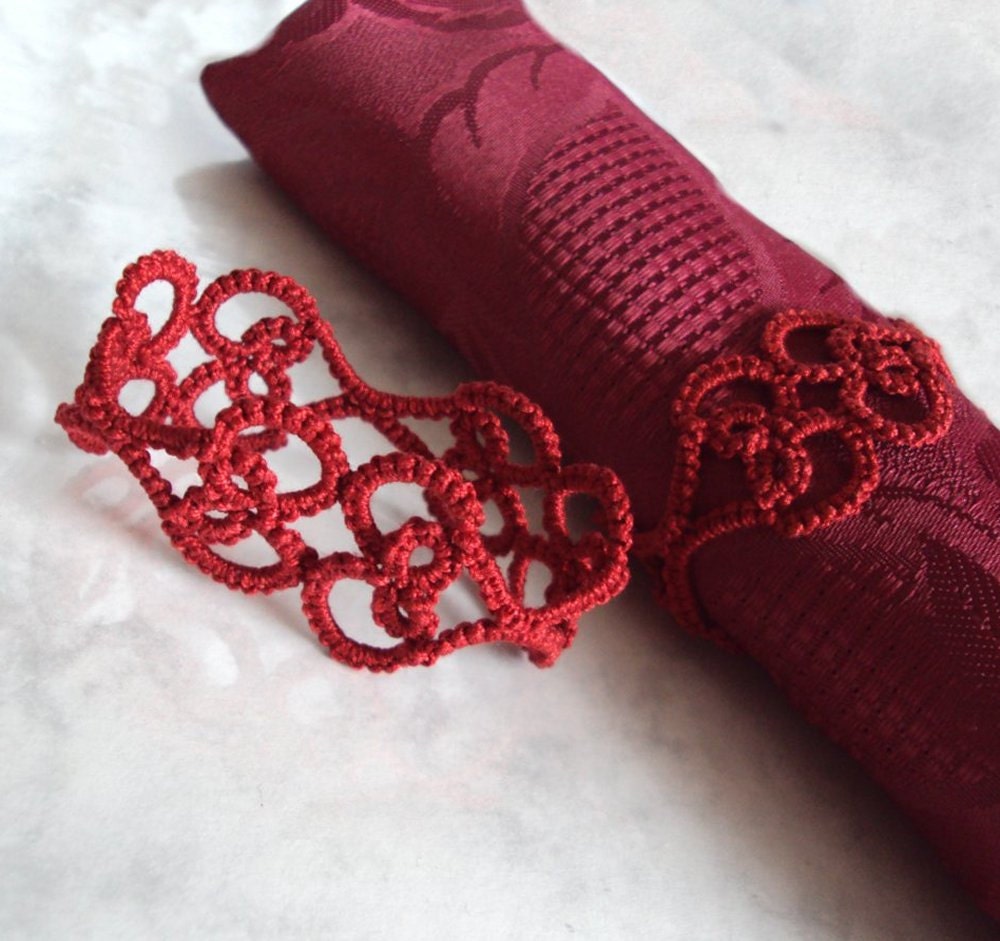 Heart Napkin Rings in Tatting - Valencia (Set of Two)