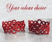 Tatted Napkin Rings - Your choice of colour - Eva (Set of Two)
