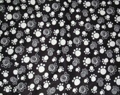 black & white paw print dog bed