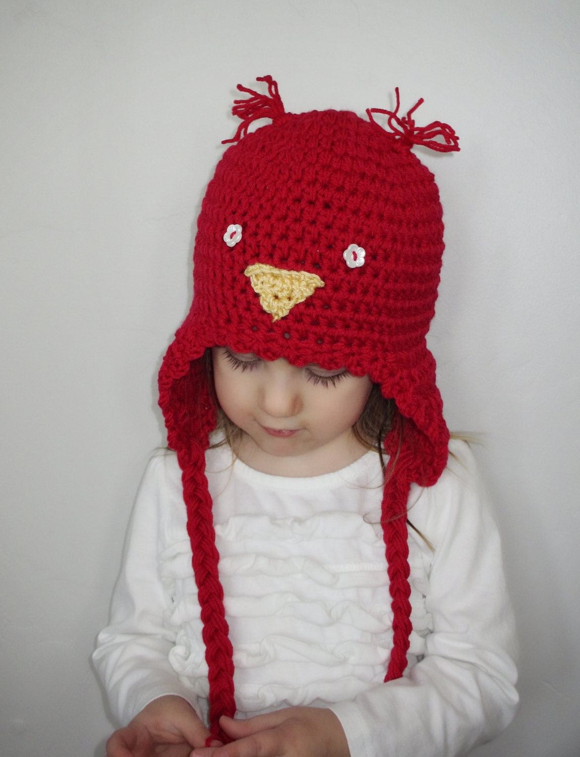 Birdie Girl Earflap Hat -- Crochet Pattern (500)