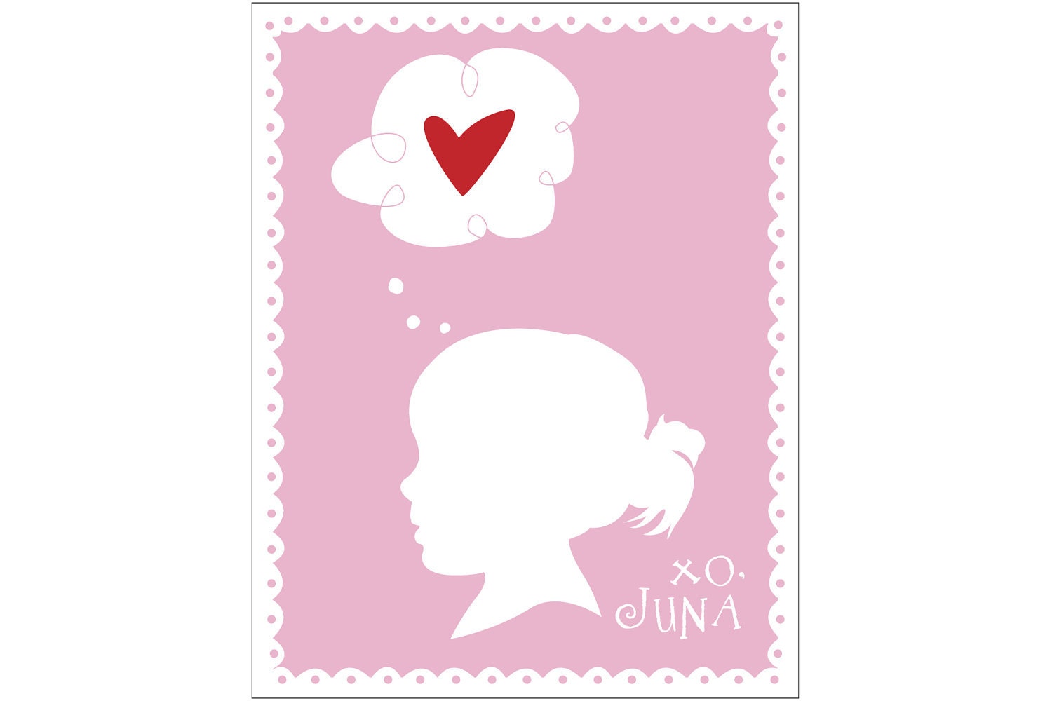 Valentine: Silhouettte Pink/White - Printable & Custom School Valentine