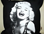 Free US shipping Unique Designer 16x16  Dark Blue Denim Pillow Cover Merilyn Monroe  Icon