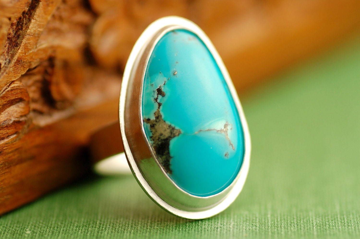 Chrysocolla Quartz and Sterling Silver Ring
