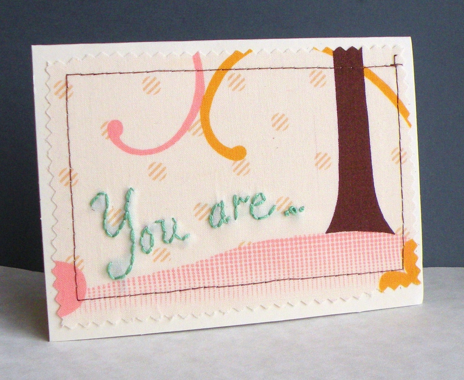 VDAY SALE You are... hand embroidered Note Card
