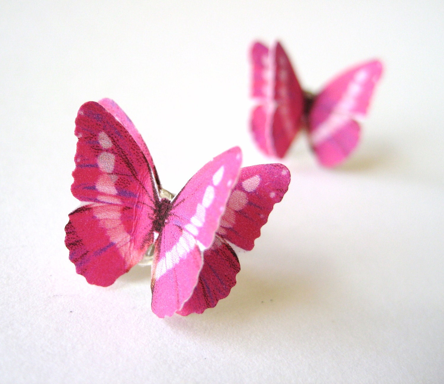 Hot Pink Earrings Butterfly Origami Earring Posts - SpotLightJewelry