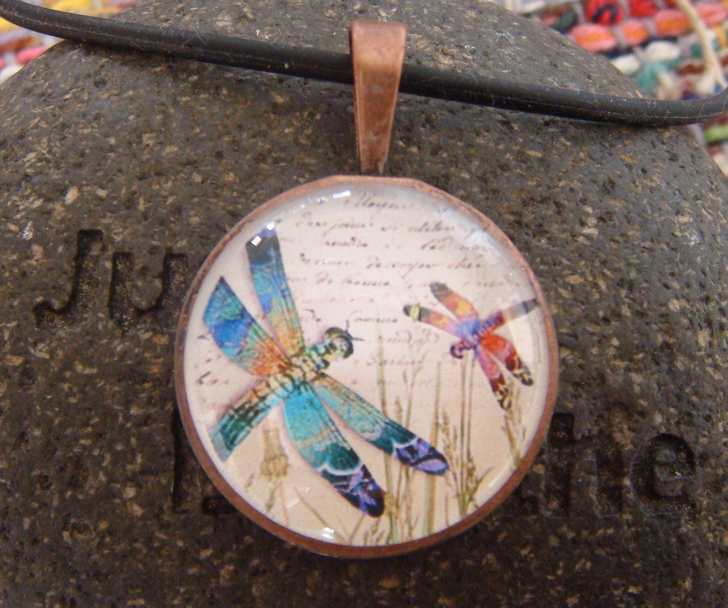 Dragonflys - Glass Tile Pendant
