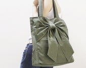 QT Canvas Tote in Army Green - Double Straps Shoulder Bag
