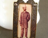 Handmade Jewelry By Roia O'Brien - Victorian Man - Shrink Plastic - Upcycled Necklace - Riveted