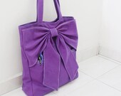 QT Canvas Tote in Purple - Double Straps Shoulder Bag