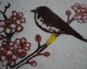 Natural Stone Bird and Blossoms Drink Coaster