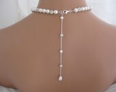 Bridal Jewelry, Bridal Necklace, Swarovski Pearl Necklace, Rhinestone Crystal Backdrop Necklace, Weddings, Jewelry