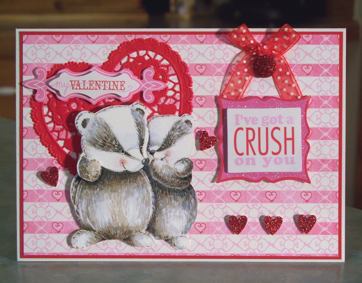 Possum Crush on You, Decoupage Valentines Day Card