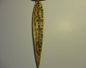 Beaded Necklace-African Shield Pendant- Oversized Bone Shield-Red Jasper