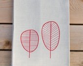 Lovely Leaves Natural Linen Tea Towel
