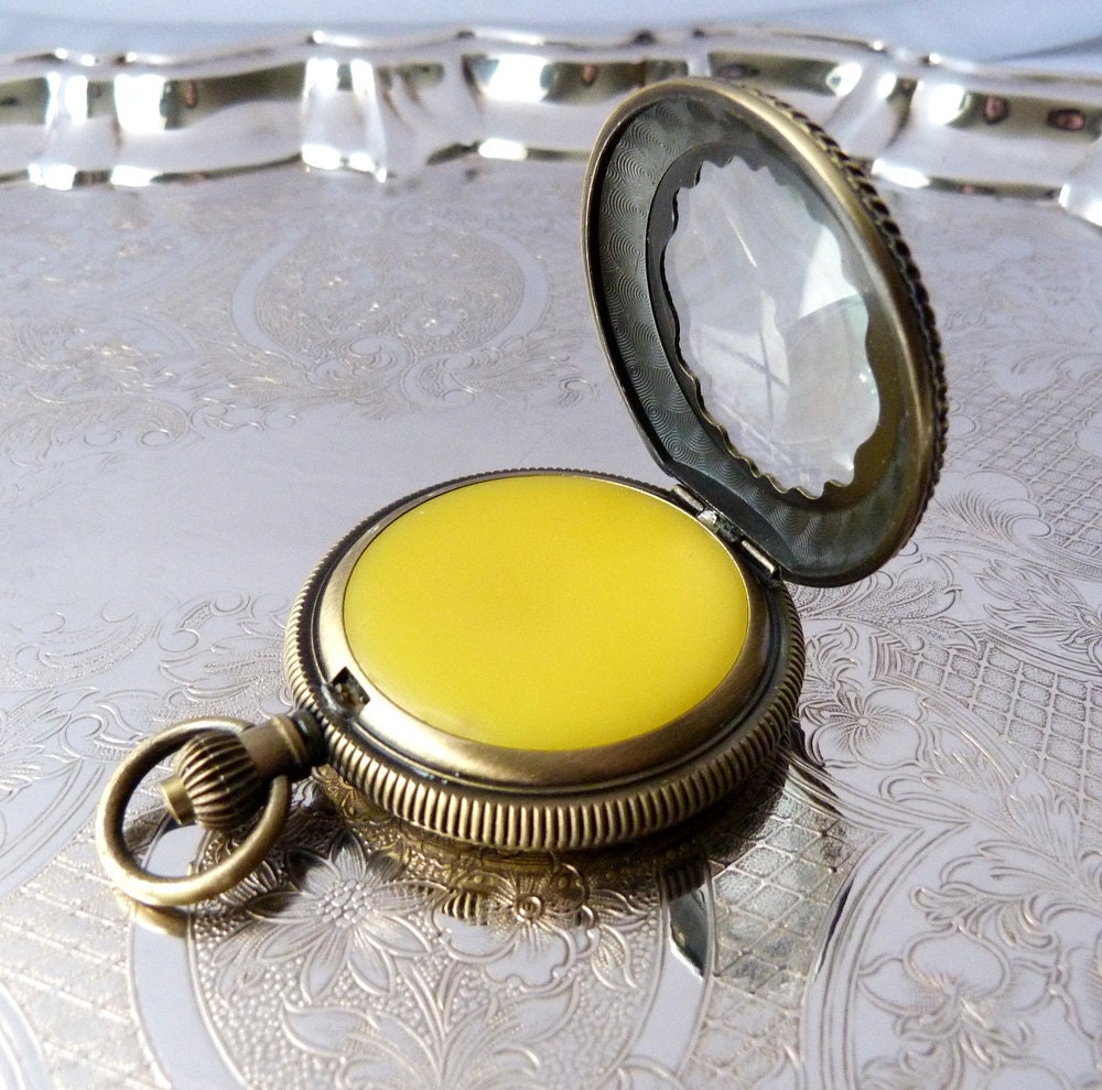Solid Rose Perfume in Steampunk Pocket Watch Case Locket - Natural Beeswax - Bulgarian Rose