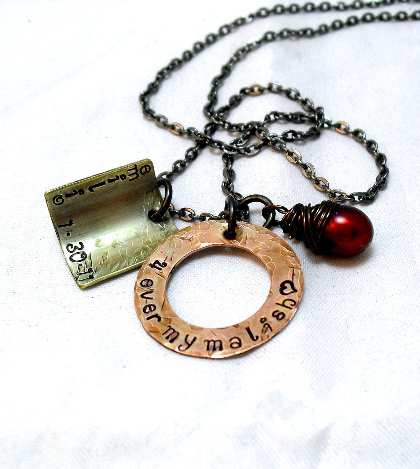 Steampunk Oxidized Copper Washer Personalized Jewelry Organic Necklaces Rustic Copper Gunmetal Chain Necklace
