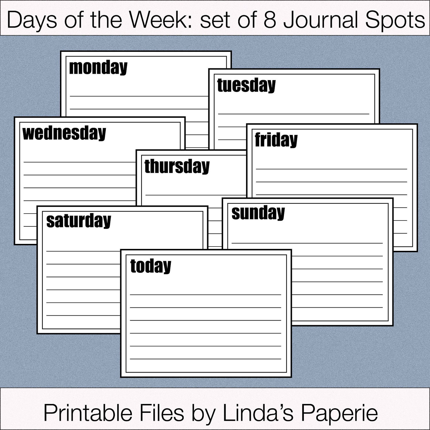 Digital Journal Spots- Set of 8 days of the week