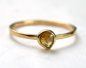 Rose Cut Yellow Teardrop Diamond Ring - One Of A Kind