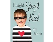 Valentine:  Kissing Bandit - Printable & Custom School Valentines