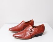 1980s Whiskey Leather Ankle Boots Size 6.5 - Deadstock